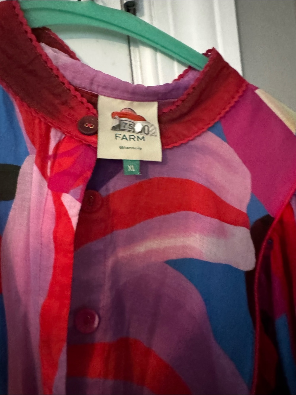 FARM Rio Girls Multicolor Swirl Button-Front Top in Red, Pink, Blue